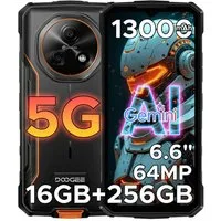 DOOGEE FIRE7 5G 6,6 Zoll 4GB+256GB Android 15 13000mAh Outdoor Smartphone (16,7 cm/6.56 Zoll, 256 GB Speicherplatz, 64 MP Kamera, Dimensity 6300, 64 MP AI-Kamera, NFC/Gesichtsentsperrung/Dual-SIM)