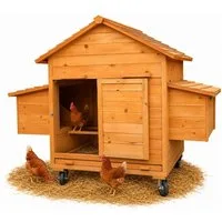 Mucola Hühnerstall Rollbarer Hühnerstall inkl. 2 Nestboxen Rampe Hühnerhaus, Schützt vor Bodennässe und Kälte