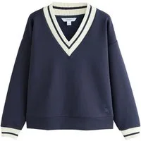 Next Sweater Scuba-Sweatshirt mit V-Ausschnitt Kontrastkragen (1-tlg)
