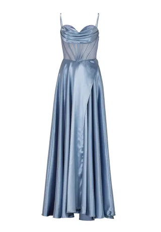 hey kyla - See-through-Corsagenkleid mit Ziersteinen sky blue - Gr. - 34