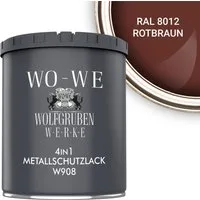 WO-WE Metallschutzlack 4in1 Metalllack Metallfarbe Metallschutzfarbe W908, 0.75L - 2,5L, Außenbereich