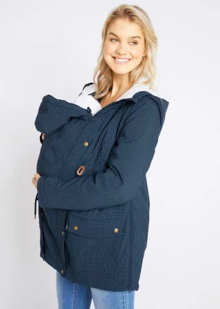 bonprix 3-in-1 kuschelig gefütterte Umstands- und Tragejacke, blau, Gr.38, Kuschelige Umstandsjacke mit Teddyfutter für die Schwangerschaft und danach