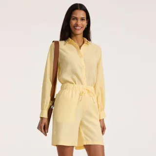 Premium Reinleinen-Schlupfshorts, Damen,  Gelb, Leinen, by Lands' End