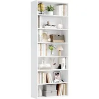 Homfa Bücherregal, 210cm Standregal, Bücherschrank mit 7 Fächern, weiß