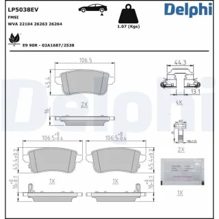 Delphi Bremsbel?ge hinten Renault Zoe