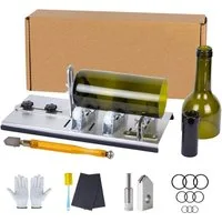Refined Living Glasschaber Glasschneider für Flaschen Edelstahl Set, DIY Flaschen Cutter 5 Verstellbare Räder, DIY Flaschenschneider für Kreative Projekte