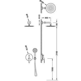 Tres Bausatz 2 Wege Unterputz Einhebelmischer Rapid box für die Dusche , 20438004 20438004