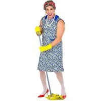 Karneval-Klamotten Kostüm Putzfrau Hausfrau für Herren Karneval Fasching, Alte Oma Schürze Zimmermädchen Erwachsene Herren Karnevalskostüm