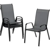 TLGREEN Stapelstuhl Gartenstühle Stapelstuhl,Camping Stapelbar Hochlehner, (Terrassenstuhl Textilene Stahlgestell für Gärten Innenhöfe Balkone Restaurants, 4 St), 150 kg Belastbar