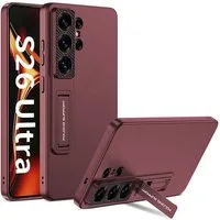 Wigento Handyhülle Für Samsung Galaxy S26 Ultra 5G Ständer Schutz Handy Hülle Weinrot, Stoßfeste Hülle mit Aufstellfunktion