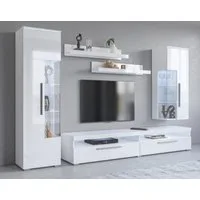 OTTO home Wohnwand India,Breite 245cm moderne Mediawand ohne Beleuchtung, Anbauwand (Set,5-St, 1xVitrine,1xHängevitrine,1TV-Schrank,2xWandregal)