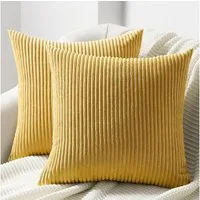 Topfinel Kissenbezug gestreiftes Muster,2er Set Kissenhülle Dekokissen Kissenbezug, Kordsamt 45x45 Sofakissen Couchkissen Zierkissenbezug Dekokissen