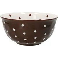MamboCat Servierschale Salatschüssel braun weiß gepunktet 23cm Schale Schüssel Steingut, Steingut