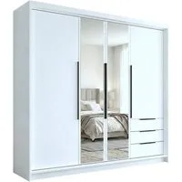 A&J MöbelLand GmbH Drehtürenschrank VIVO mit integrierten Schubladen (Geräumiger vier¬türiger Kleiderschrank mit Schubladen und Metallgriffen. Geräumiger Schrank mit einer Breite von 200 cm und Schubladen, ideal zur Aufbewahrung von Kleidung und Acce