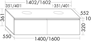 Burgbad Waschtischunterschrank Lin20 Melamin 361x1602x552 Nussbaum Dekor Samt, WXZL160F5360 WXZL160F5360