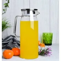 Sendez Wasserkaraffe Glaskaraffe 1,5L mit Edelstahl Filter Wasserkrug Glaskrug Saftkaraffe