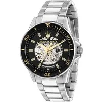 MASERATI Automatikuhr Sfida R8823140014, 44 mm – Herrenarmbanduhr mit Edelstahlband, Sportlich-eleganter Zeitmesser mit Automatikwerk