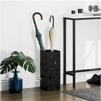 HOMCOM Schirmständer Regenschirmkorb mit 4 Haken, Wasserauffangschale (Regenschirmhalter für Regenschirme, Gehstöcke, 1 St., Stahl), 15,5 x 15,5 x 40 cm, Schwarz