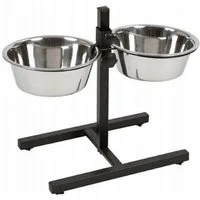 QLS Futternapf, Metall, Höhenverstellbar Futterstelle Ständer Edelstahl 2 X 4,7L