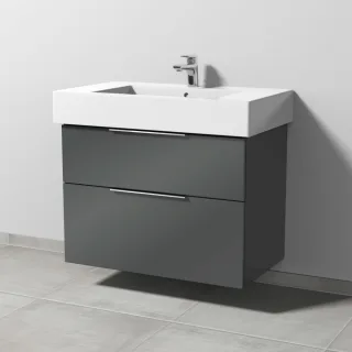 Sanipa 3way Waschtischunterbau zu Duravit Vero Waschtisch mit 2 Auszügen, Anthrazit-Glanz UF71879