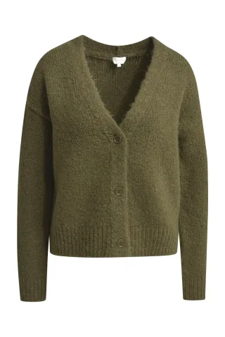 Milano Italy - Normal fitted Cardigan with 1/1 sleeves and button placket khaki - Gr. - M