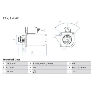 Bosch Anlasser 1,4 kW Alfa Dodge Fiat Jeep Lancia Opel Suzuki 0986025670