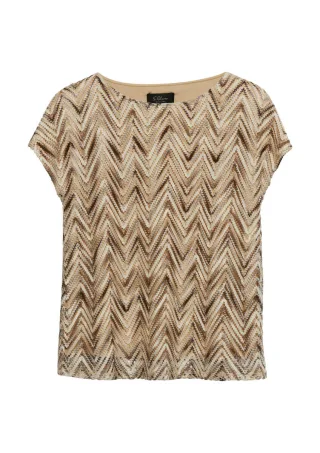 s.Oliver BLACK LABEL - T-Shirt mit Allover-Muster beige - Gr. - 38