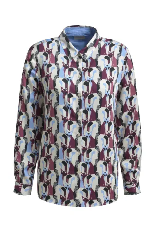 Milano Italy - shirt blouse 1/1 sleeve vino print - Gr. - 44