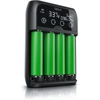 Aplic Universal Akku Ladegerät, Batterieladegerät für 18650 AA AAA, Display Batterie-Ladegerät (2000 mA, Intelligent Battery Charger für Li-ion, Ni-MH, Ni-Cd, LiFePo4 Akkus)