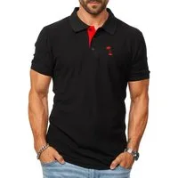 DAILY COTTON Poloshirt in Kurzarm als Freizeit Polo T-Shirt - Polo-Hemd für Herren (1-tlg) Männer Polohemd im Regular-Fit in Piqué-Qualität mit Palmen-Logo