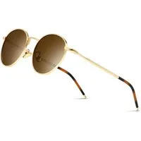 LuxusKollektion Retrosonnenbrille Sonnenbrille Rund Vintage Retro Gold Rahmen Polarisierte Braune Linse