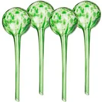 relaxdays Bewässerungskugel Glas 4er Set, grün