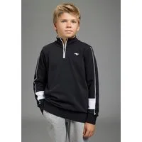 KangaROOS Sweatshirt Troyer-Sweatshirt mit kontrastfarbigen Einsatz und KangaROOS Stickerei Troyer mit modischen Ärmeleinsätzen, Reißverschluss, bequeme Passform