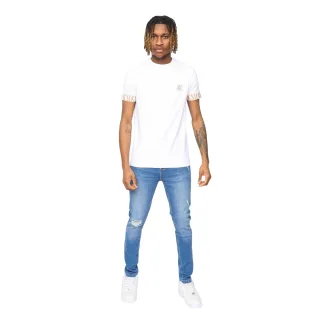SikSilk - "Tech" T-Shirt für Herren, Ärmel mit Markenschriftzug (Weiß)