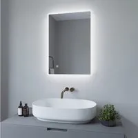 AQUALAVOS Badspiegel Led Badspiegel Touch Wandspiegel mit Beleuchtung 70x50cm Kaltweiß IP44, Touch-Schalter Dimmbar, Horizontale / vertikal Aufhängung