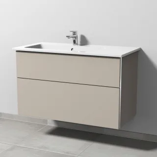 Sanipa 3way Keramik-Set Venticello Keramik-Waschtisch und Unterbau mit 2 Auszügen, Kaschmir-Matt BP3251U