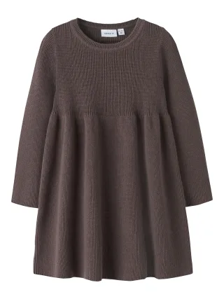 NAME IT - NMFOLIVINE LS KNIT DRESS peppercorn - Gr. - 110
