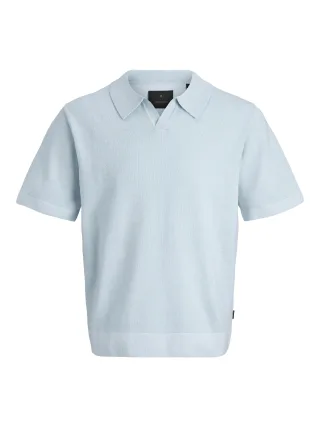 JACK&JONES - JPRBLAMILANO SPRING SPLIT NECK SS SN Chambray Blue - Gr. - M