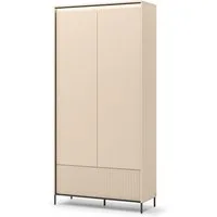 Compleo Kleiderschrank mit Schublade,2 Türen, Modern Schrank mit Lamellen BEIGE