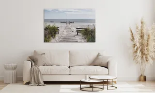 queence Acrylglasbild "Erlos" Deutschland  Düne  Gräser  Himmel  Meer  Meer Bilder  Spa  Steg  Strand 1 Stk. tlg. Fine Art-Print in Galeriequalität