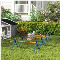 PawHut Agility-Hürde mit höhenverstellbaren Hürden, Tragetasche, Kunststoff, 600D Oxford-Gewebe, Agility Set Hunde (4-tlg) für Hundetraining, für kleine Hunde