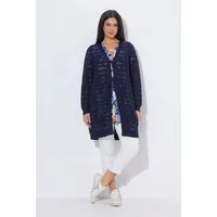 Ulla Popken Strickjacke Long-Strickjacke Band-Verschluss V-Ausschnitt