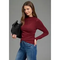 Laura Scott Strickpullover aus Ajourstrick, mit figurbetonter Passform aus weicher Viskosemischung, mit Wellenkante