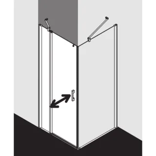 Kermi Pega Pendeltür 1-flügelig mit Festfeld PE1NL08318VAK 83x185cm, silber hochglanz, ESG klar, links, auf Duschplatz