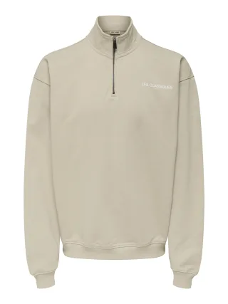 ONLY&SONS - ONSLES CLASSIQUES LOOSE HALFZIP N silver lining - Gr. - L