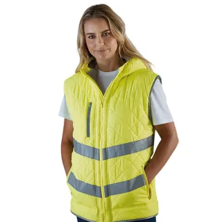 Yoko - "Kensington" Weste mit Kapuze für Herren (Fluoreszierendes Gelb)