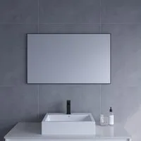 AQUABATOS Spiegel Wandspiegel schwarz Flur Spiegel Wand groß Badezimmer 100x60cm, Vertikal und Horizontal möglich,Aluminiumrahmen,rechteckig