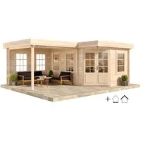 Alpholz Gartenhaus Holz Set - 5-Eck Pepe, BxT: 618.0x462.0 cm, (Set), in Naturbelassen Inkl. Fußboden & Dacheindeckung