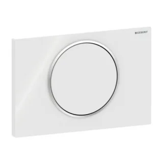 Geberit Betätigungsplatte Sigma 10 Round 115758KJ5 Platte/Taste weiß, Ring verchromt, Kunststoff, für Spül-Stopp-Spülung