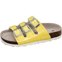 Fischer-Markenschuh Hawaii Pantolette aus Vegano, mit Fleecefutter, ergonomisch geformtes Lederfußbett